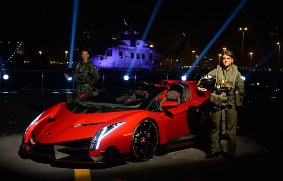 Lamborghini Veneno Roadster on Italian Navy Cavour '2014